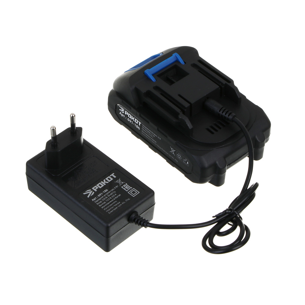 РОКОТ Электропила аккумуляторная, 1АКБ, шина 150мм, 2.0 А*ч Li-ion, пластик.кейс, арт.№ 691-186