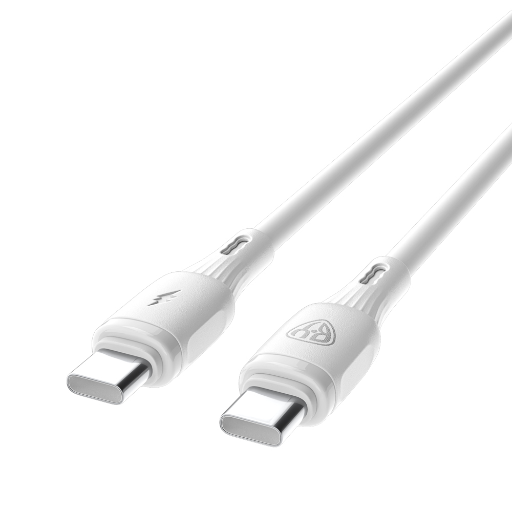 Кабель для зарядки Type C-Type C BY Twist, 60Вт, 1 м, 5A, гибкий силикон, белый, арт.№ 931-631