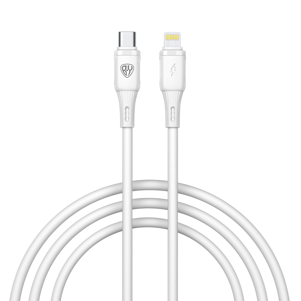 Кабель для зарядки Type C-iP BY Twist, 27Вт, 1 м, 3A, гибкий силикон, белый, арт.№ 931-635