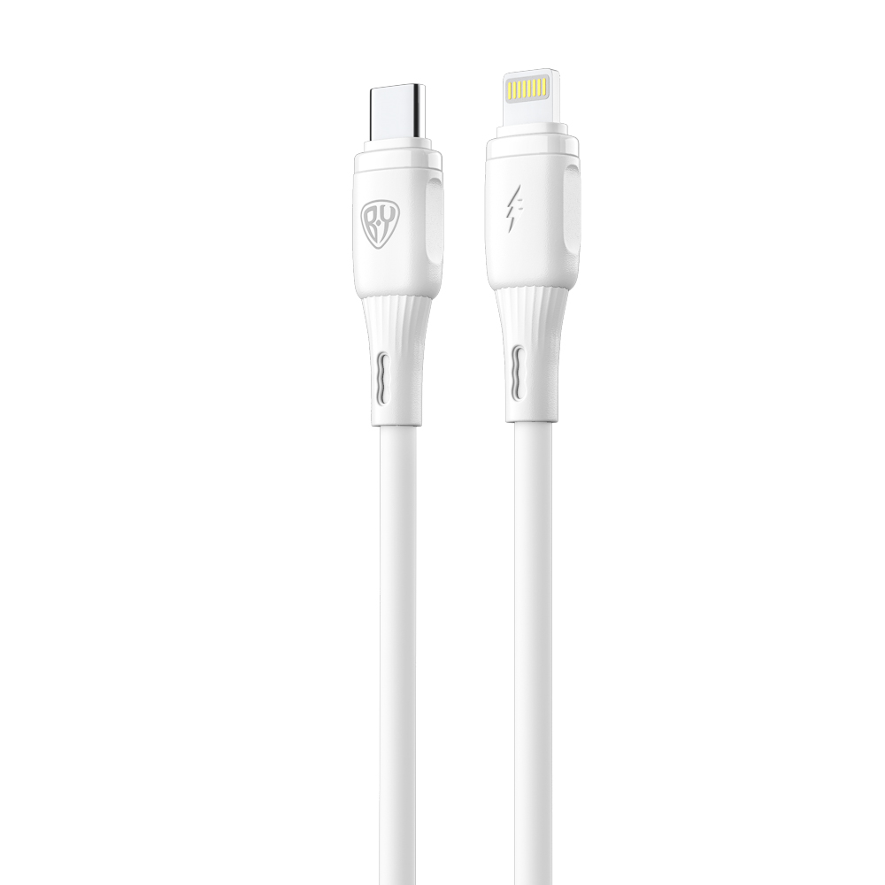 Кабель для зарядки Type C-iP BY Twist, 27Вт, 1 м, 3A, гибкий силикон, белый, арт.№ 931-635