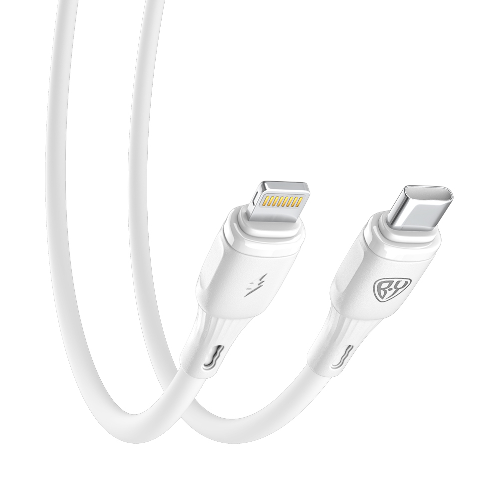 Кабель для зарядки Type C-iP BY Twist, 27Вт, 1 м, 3A, гибкий силикон, белый, арт.№ 931-635