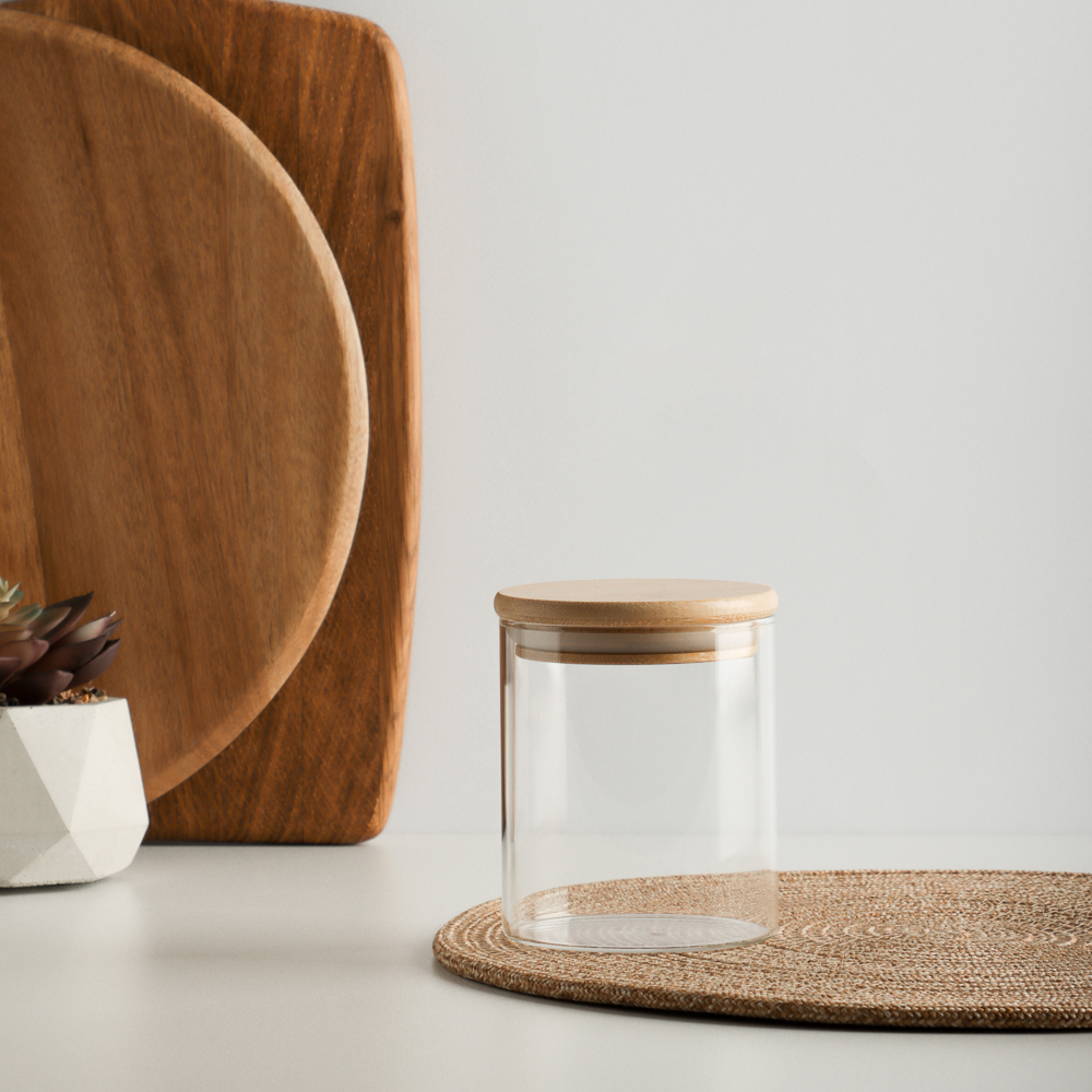 VETTA ЭКО Эллипс Банка для хранения 450мл, 10х8,5см, стекло, бамбук, арт.№ 828-303