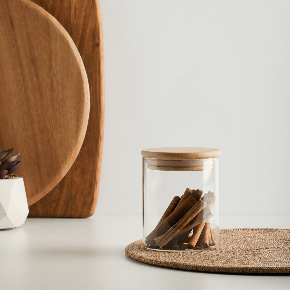 VETTA ЭКО Эллипс Банка для хранения 450мл, 10х8,5см, стекло, бамбук, арт.№ 828-303