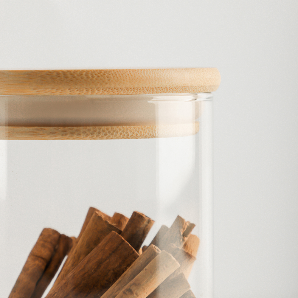 VETTA ЭКО Эллипс Банка для хранения 450мл, 10х8,5см, стекло, бамбук, арт.№ 828-303