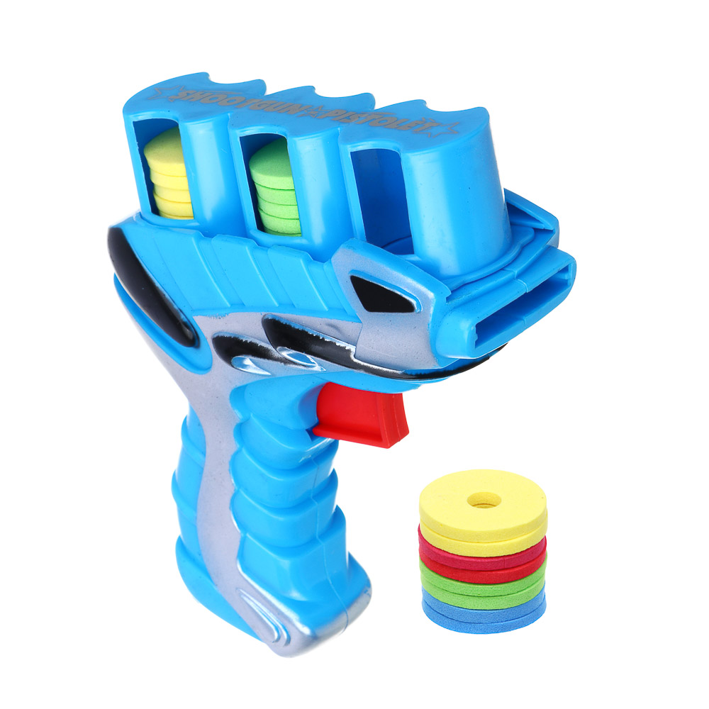 ИГРОЛЕНД Пистолет "Дискострел", стреляет мягкими дисками, РР, 18,5х4х20,5 см, 2 цвета, арт.№ 261-773