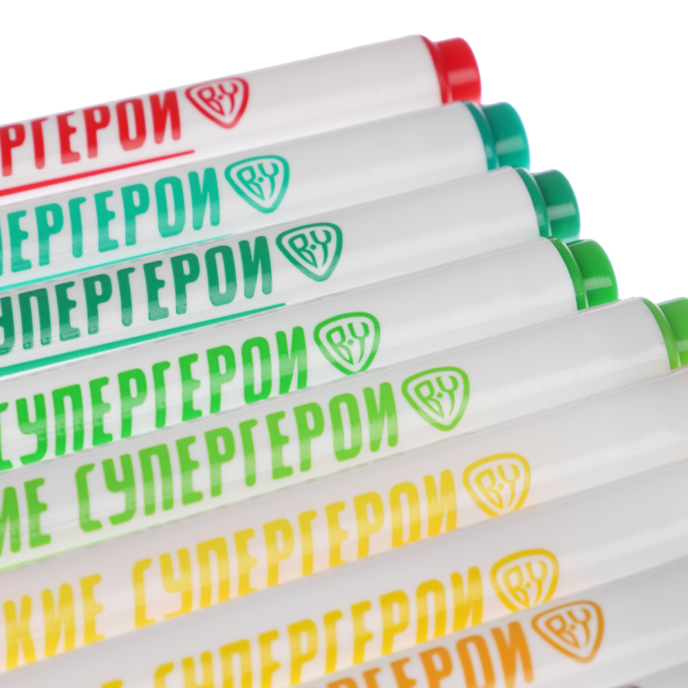 Фломастеры 50цв. BY Русские Супергерои большие, смываемые, пласт.бокс - подставка, арт.№ 801-041