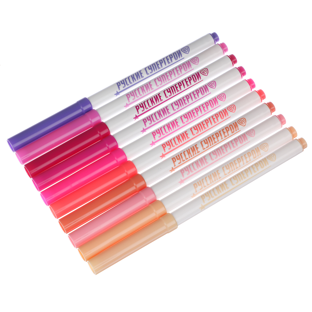 Фломастеры 50цв. BY Русские Супергерои большие, смываемые, пласт.бокс - подставка, арт.№ 801-041