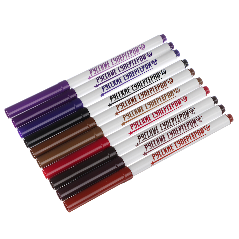 Фломастеры 50цв. BY Русские Супергерои большие, смываемые, пласт.бокс - подставка, арт.№ 801-041