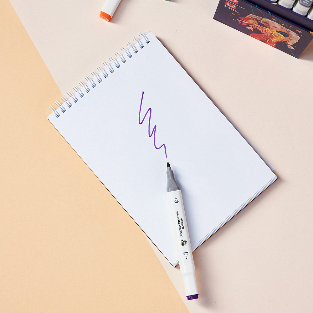 Маркеры худож. BY Русские Супергерои 36цв., 2-стор. (круг./кисточка), коробка-подставка на магните, арт.№ 801-042