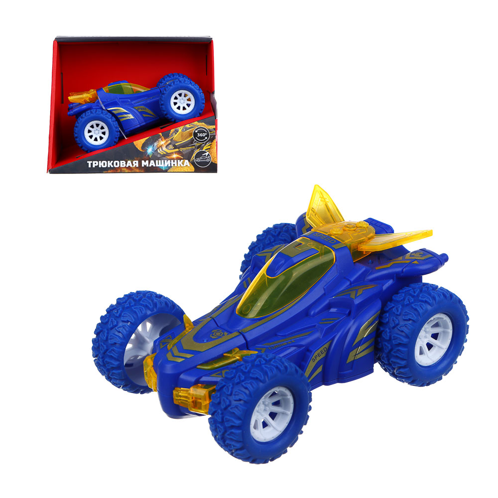 ИГРОЛЕНД Машинка трюковая, свет, разворот, 3хLR41, АBS, РР, 12x9,5x5,5см, 4 дизайна, арт.№ 292-401