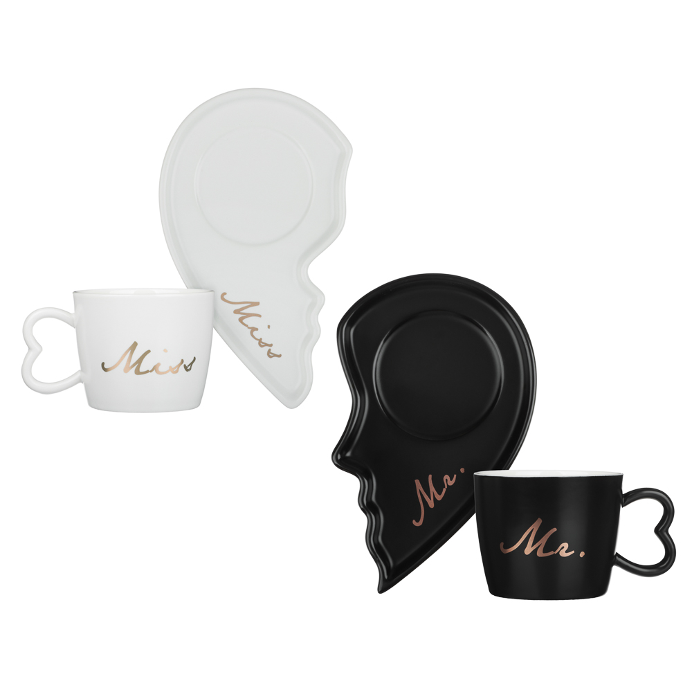 Чайный набор 4пр. 180мл, тм MILLIMI Сердце, фарфор, металл, арт.№ 806-355