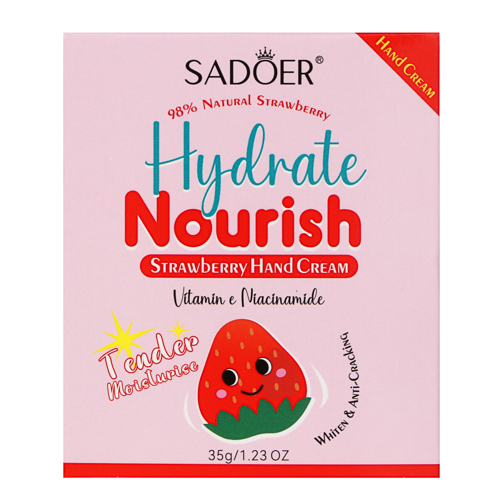 Крем для рук увлажняющий с витамином E и ниацинамидом клубника тм Sadoer, 35 гр, арт.№ 022-222
