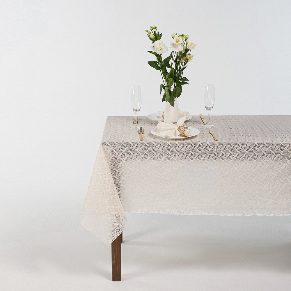 PROVANCE Фелиз Скатерть ПВХ ажурная с жемчужным эффектом, 137х180см, белый, арт.№ 492-203