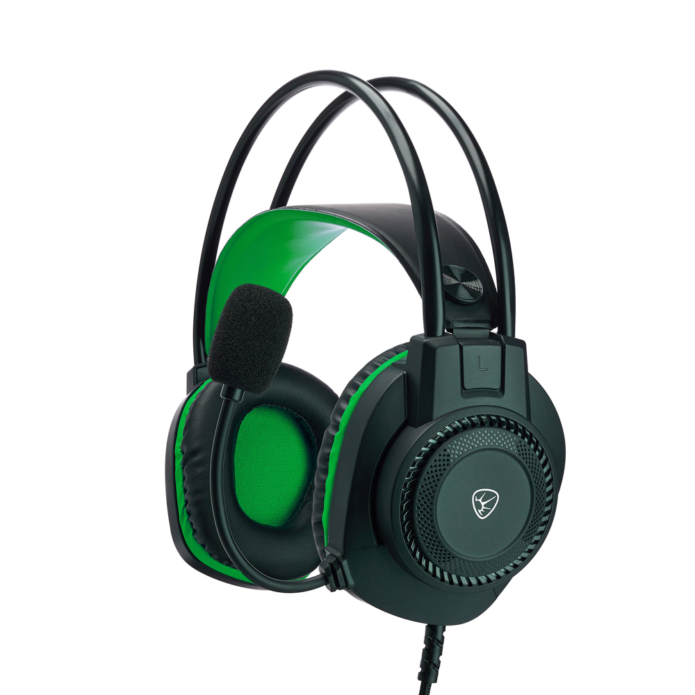 Наушники проводные с микрофоном игровые BY Сabasset 3.5мм 4pin-SPK+MIC 3,2 м, зелёные, арт.№ 410-083