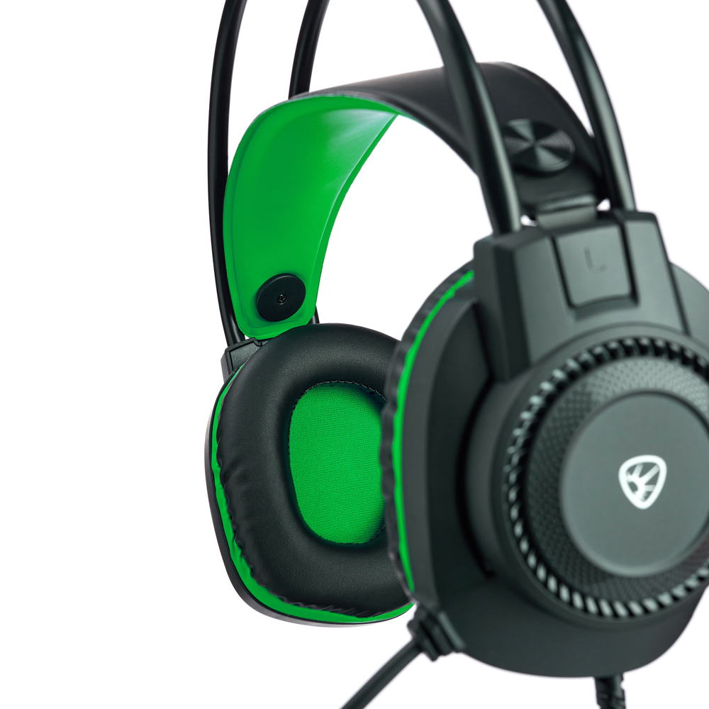 Наушники проводные с микрофоном игровые BY Сabasset 3.5мм 4pin-SPK+MIC 3,2 м, зелёные, арт.№ 410-083