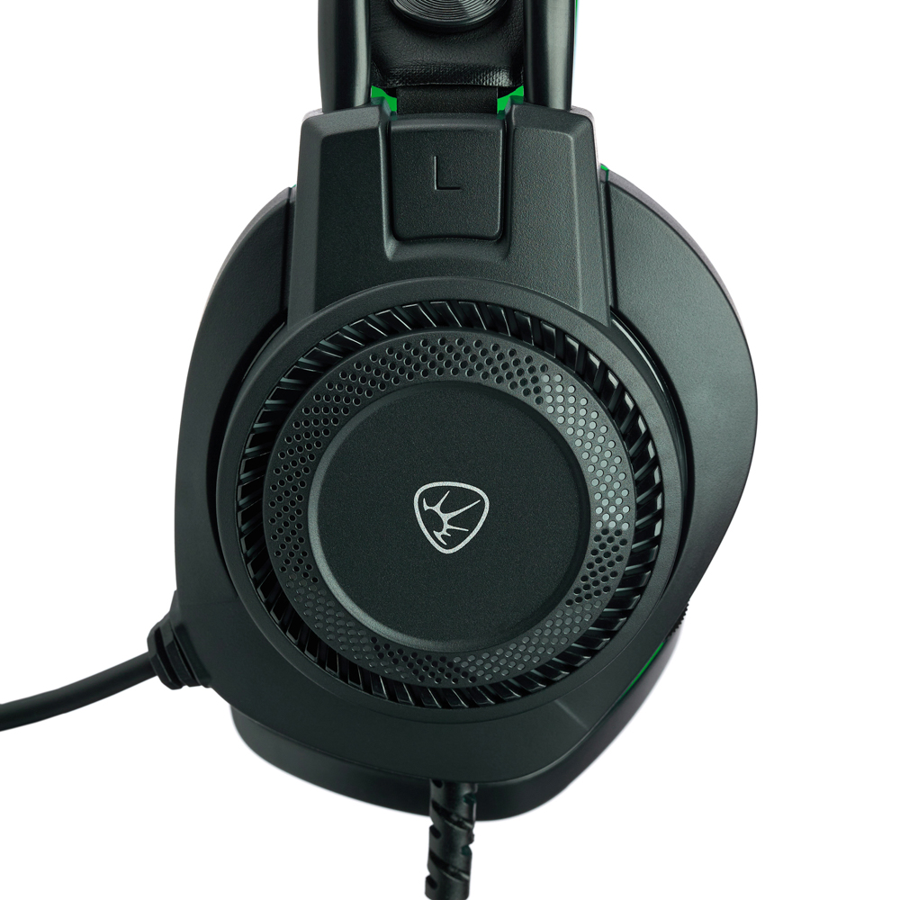 Наушники проводные с микрофоном игровые BY Сabasset 3.5мм 4pin-SPK+MIC 3,2 м, зелёные, арт.№ 410-083