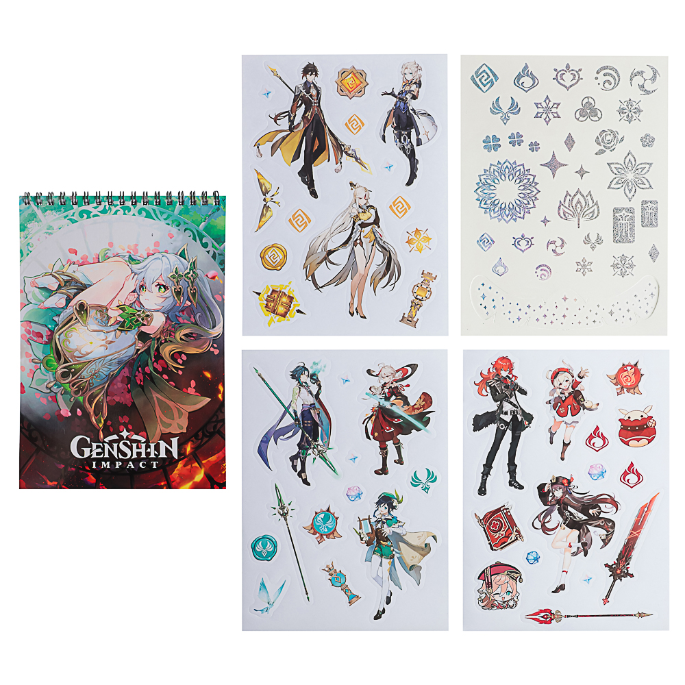 Геншин Творческий блокнот cо стикерами и переводными татуировками A5, 14,5x7x21,5 см, арт.№ 285-250