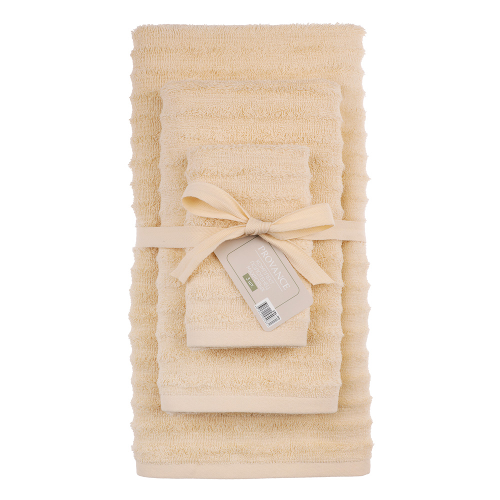 Комплект полотенец махровых 30х50 см, 50х90 см, 70х130 см PROVANCE Монблан, 100% хлопок, 450 г/м2, 3 цвета, арт.№ 484-199