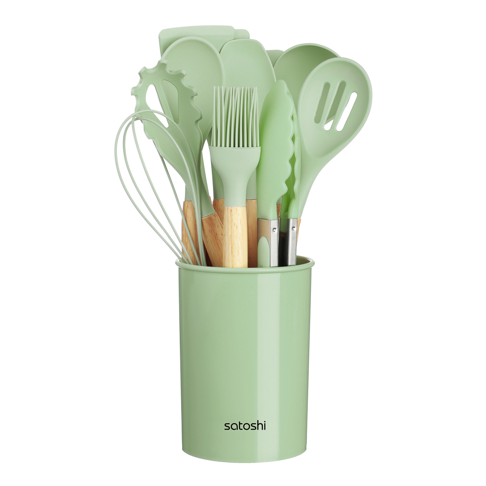 Набор кухонных принадлежностей SATOSHI Аллон, 12пр., оливковый, силикон, арт.№ 881-350