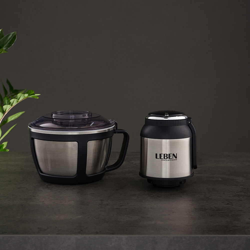 LEBEN Блендер переносной (измельчитель) с металлической чашей 2 литра, 4 ножа, 300Вт, 220-240В, арт.№ 269-051