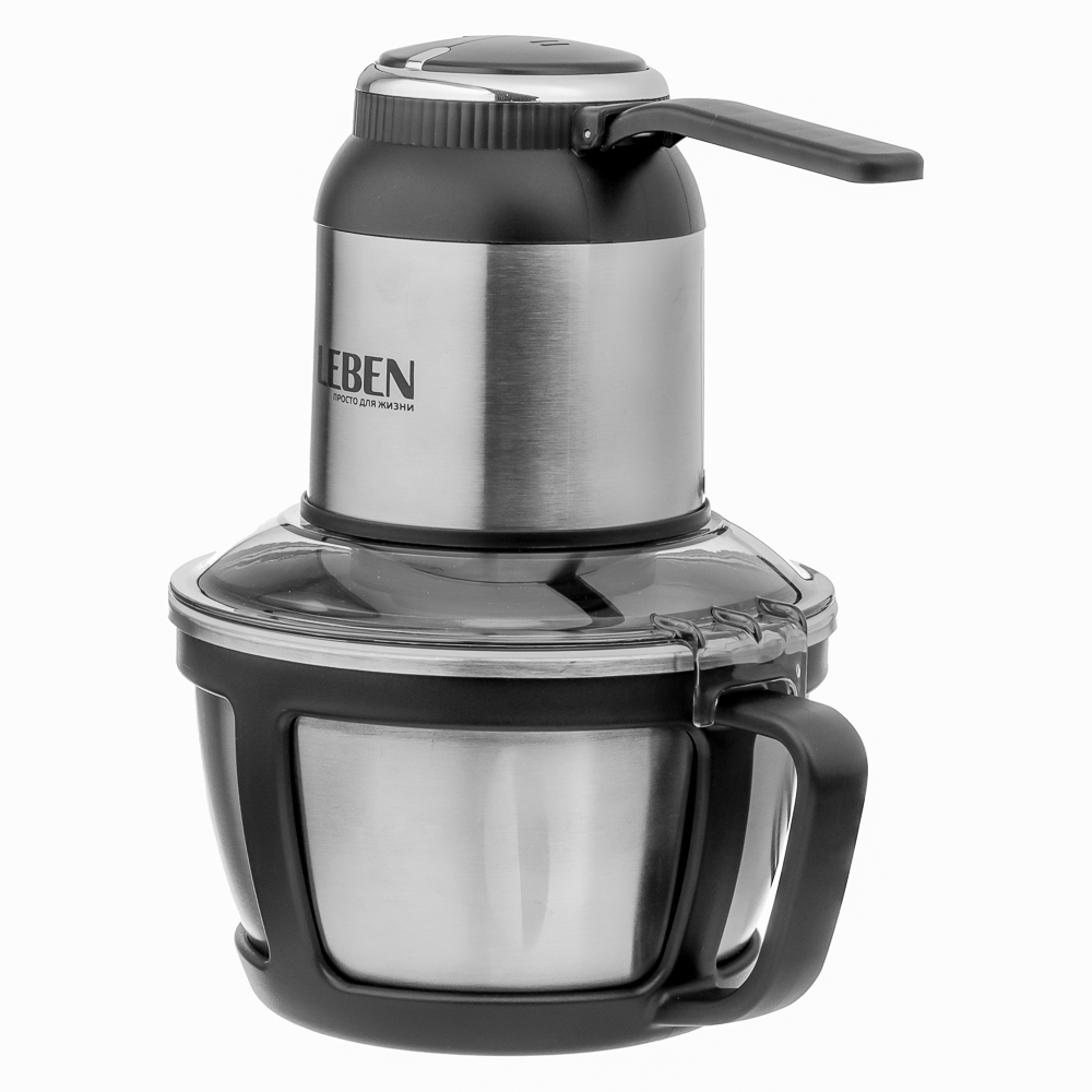 LEBEN Блендер переносной (измельчитель) с металлической чашей 2 литра, 4 ножа, 300Вт, 220-240В, арт.№ 269-051
