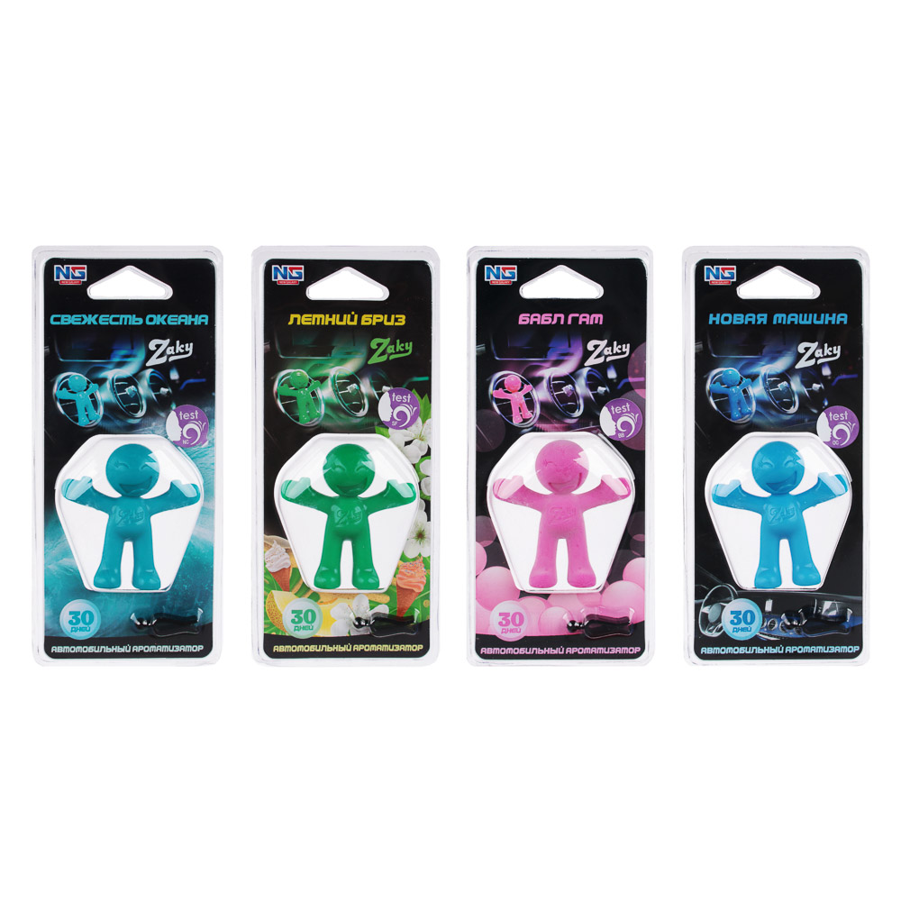 NEW GALAXY Ароматизатор гелевый Zaky,14 гр.,бабл гам, свежесть океана, новая машина, летний бриз, арт.№ 794-573