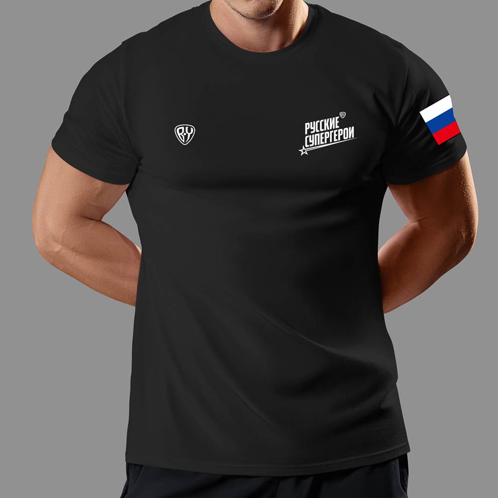 Футболка Нолан, чёрная, спорт "Cyber" BY + РСГ для бега, размер M, материал: бифлекс., арт.№ 489-470