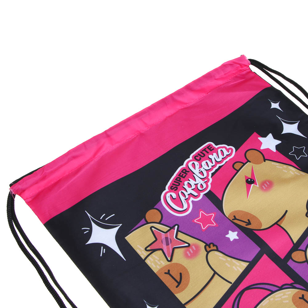 Мешок для сменной обуви на завязках, 34,8x41,5см, "Капибара/Панда", полиэстер, арт.№ 524-256