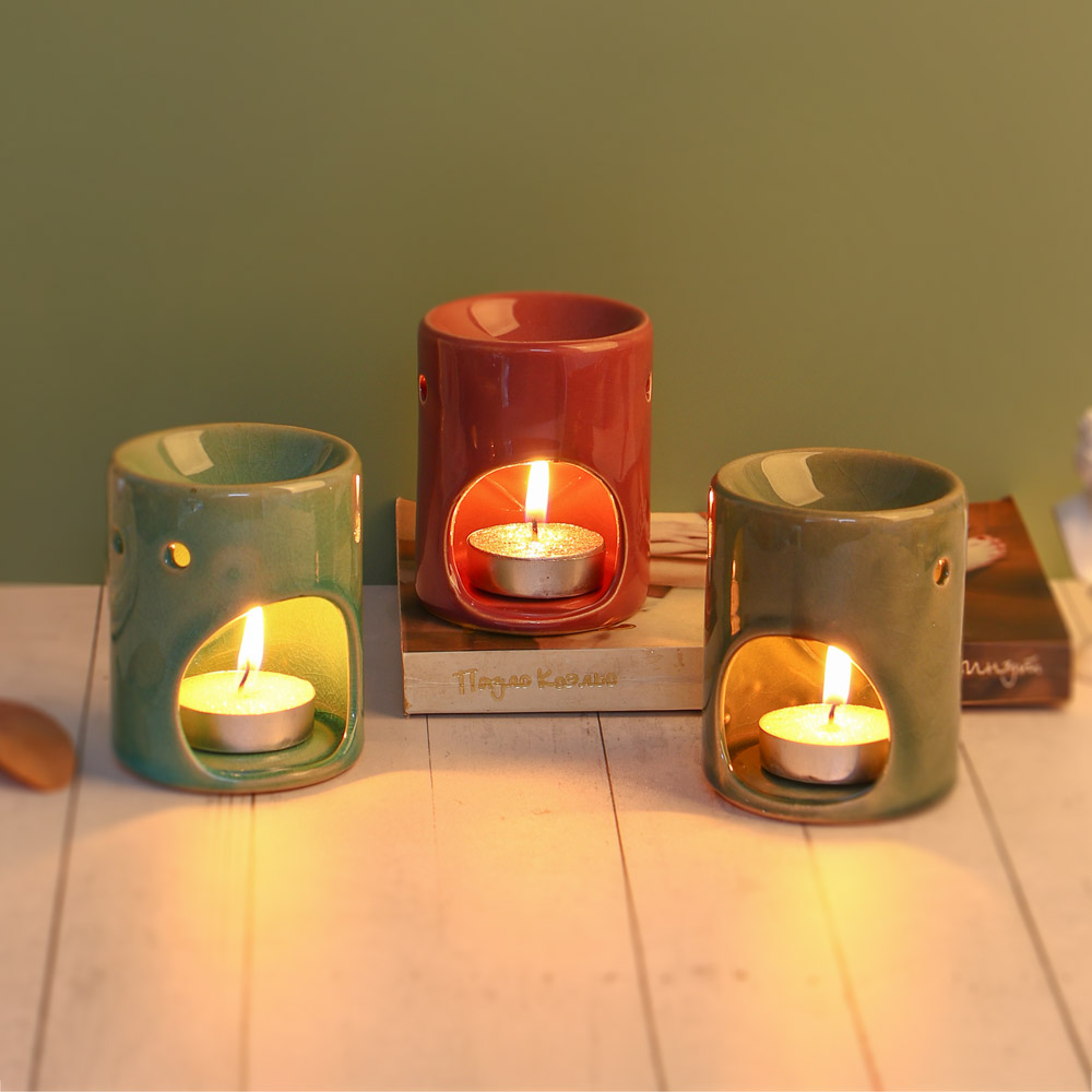 Аромалампа керамическая, 6,5x6,5x8,2 см, 3 цвета, арт.3-1, арт.№ 471-019