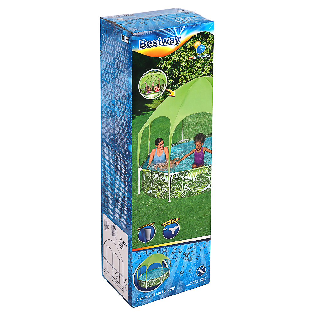 BESTWAY Бассейн каркасный с навесом, 244х51см, 1688л, арт.56432, арт.№ 107-117
