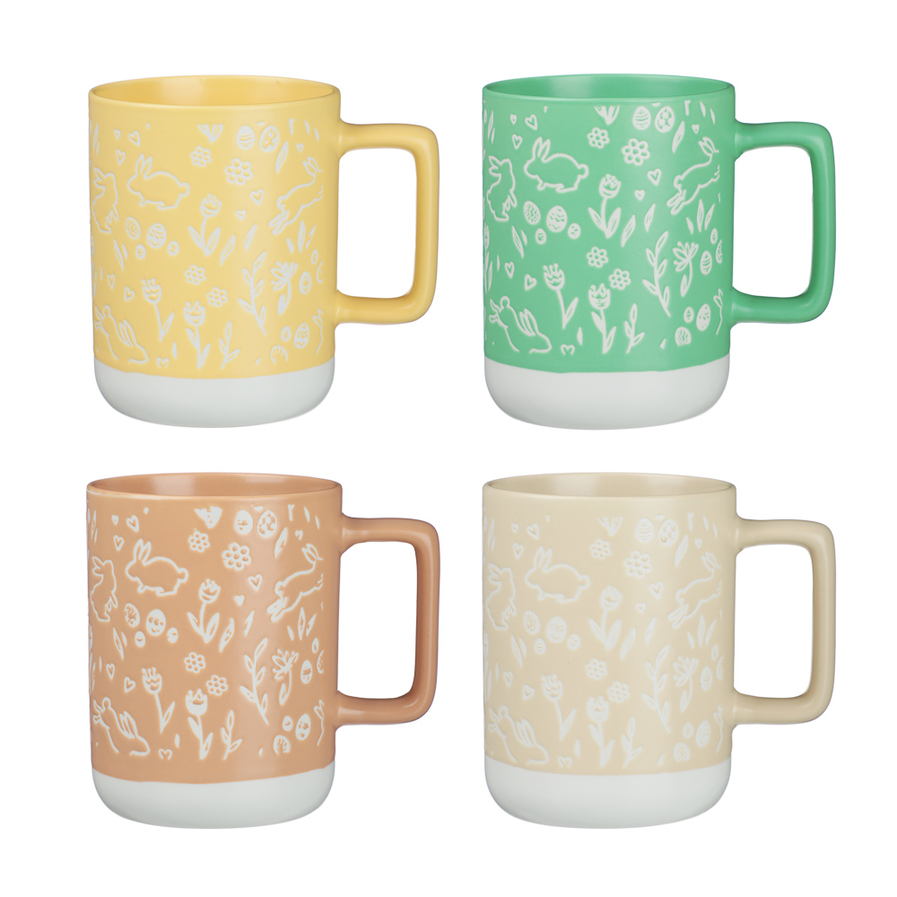Кружка Весна тм MILLIMI, 385мл, 4 цвета, фарфор, арт.№ 806-499