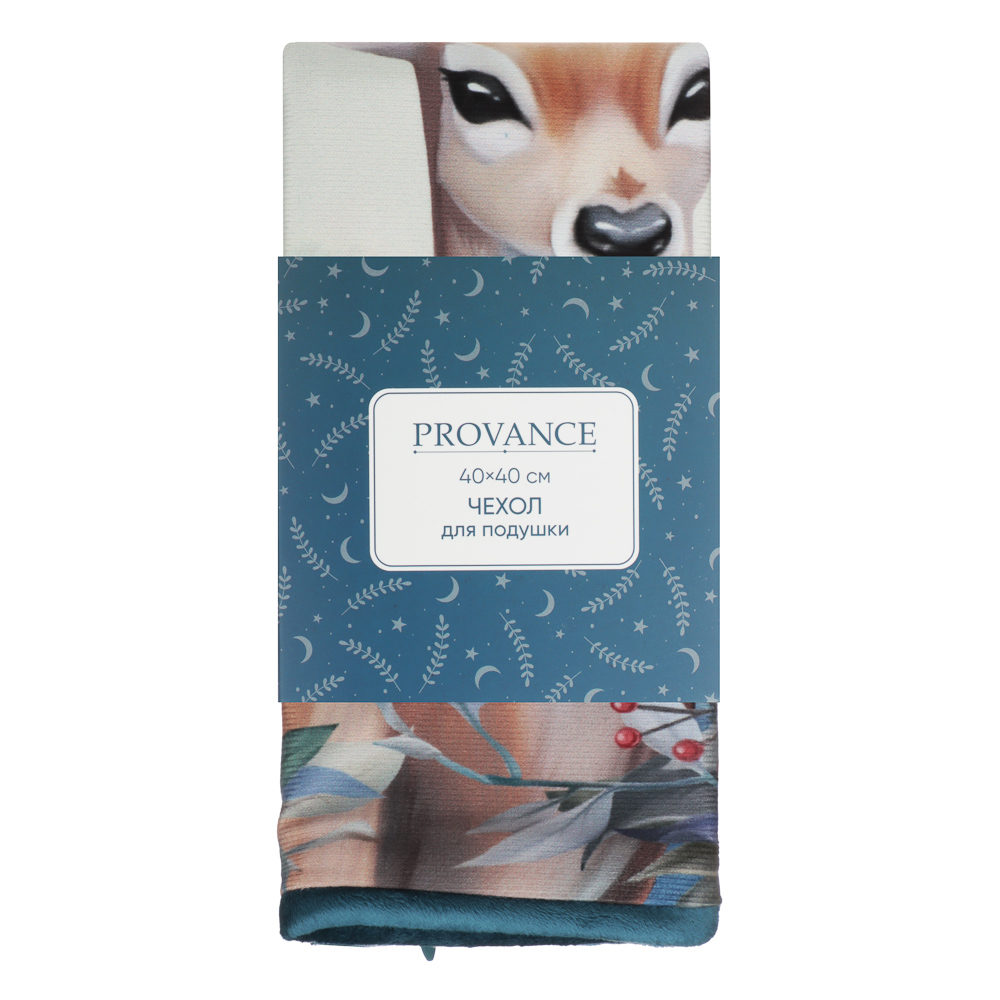 PROVANCE Нордик Чехол для подушки велюр, 40х40см, 100% полиэстер, олень, арт.№ 492-294