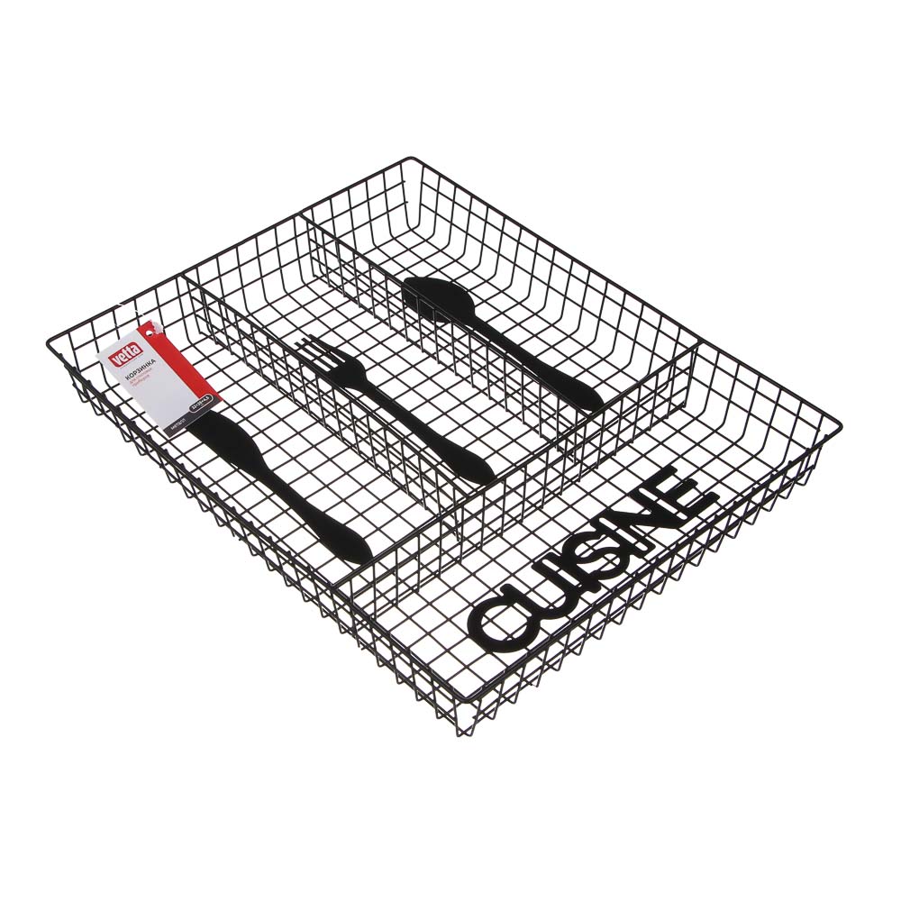 Лоток для столовых приборов тм VETTA Кухня, 4 секции, 32х26х4,5, металл, арт.№ 485-117