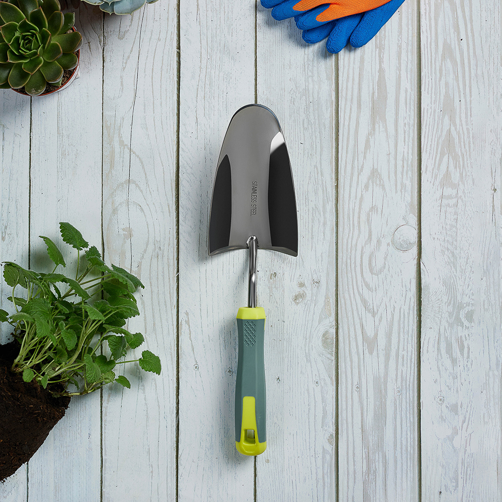 INBLOOM PROF+ Лопатка садовая, широкая, 33см, нерж. сталь, PP, TPR, арт.№ 181-041