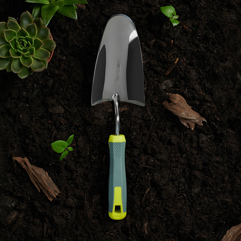 INBLOOM PROF+ Лопатка садовая, широкая, 33см, нерж. сталь, PP, TPR, арт.№ 181-041