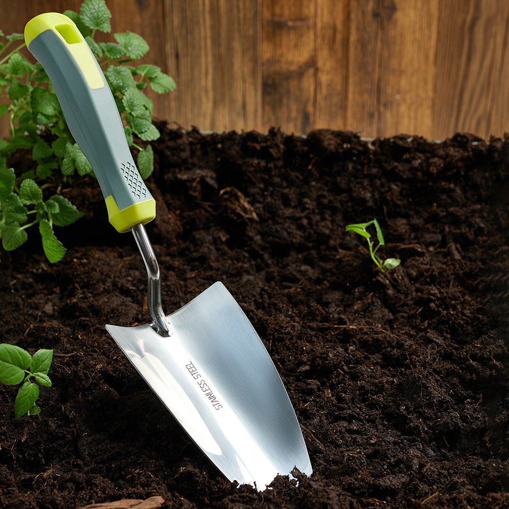 INBLOOM PROF+ Лопатка садовая, широкая, 33см, нерж. сталь, PP, TPR, арт.№ 181-041