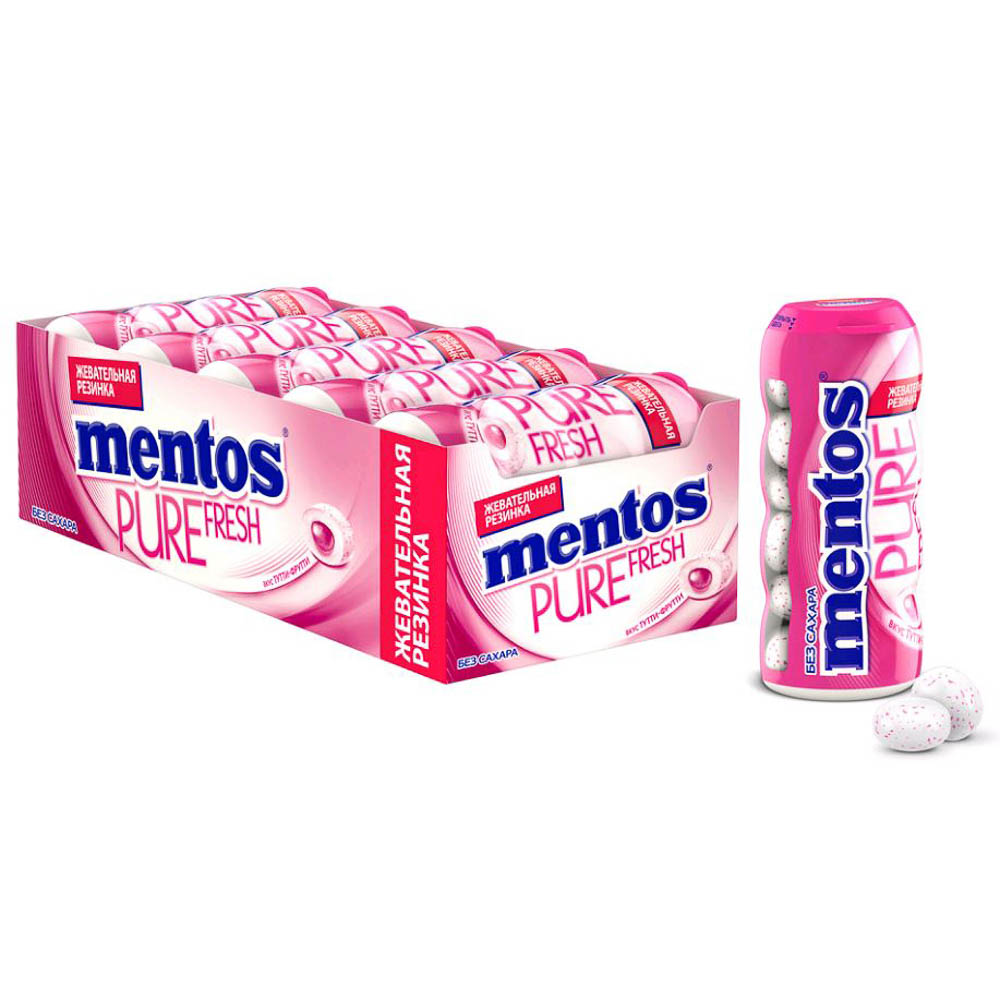Жевательная резинка Mentos Pure Fresh со вкусом Тутти-Фрутти, 30г, арт.№ 209-051
