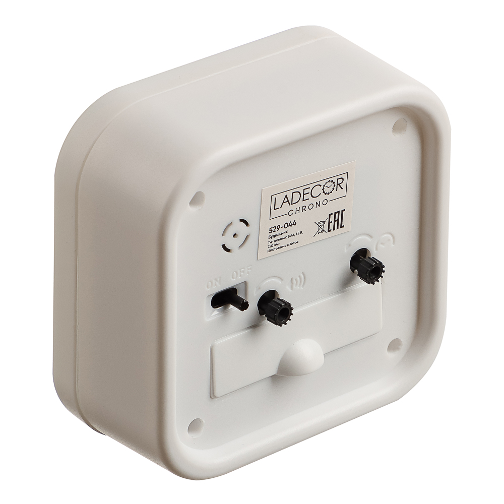 LADECOR CHRONO Будильник, 9,6x9,6x4см, 1*АА, пластик, 2 цвета, арт.№ 529-044