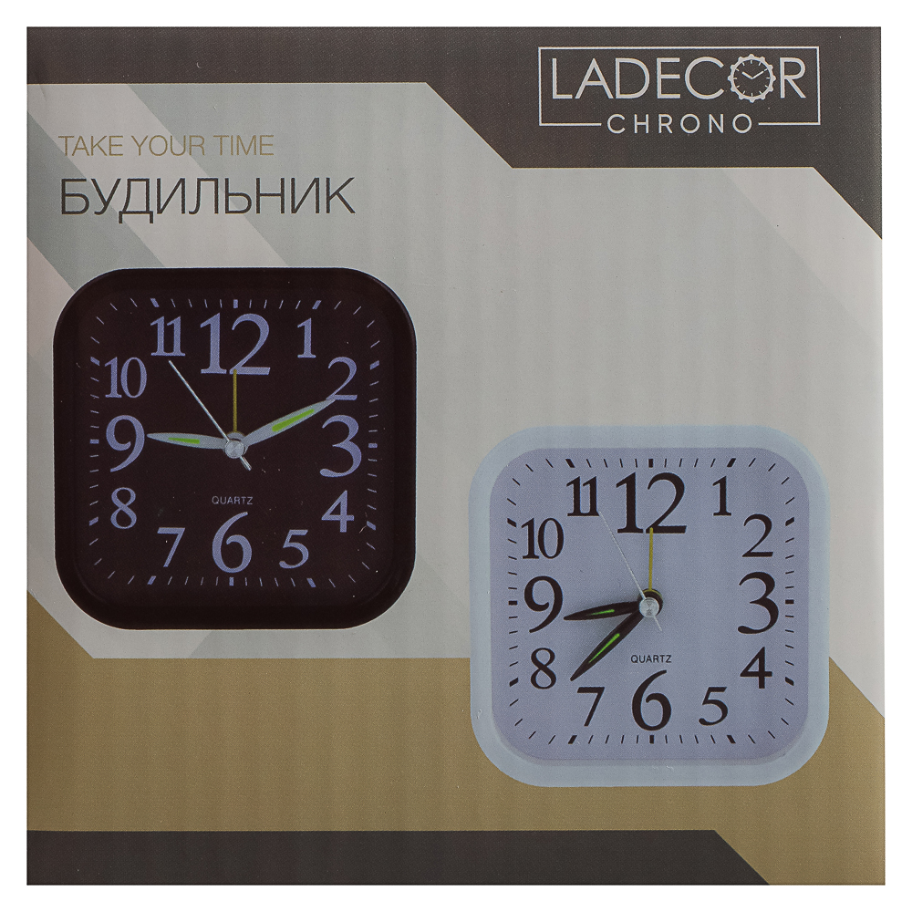 LADECOR CHRONO Будильник, 9,6x9,6x4см, 1*АА, пластик, 2 цвета, арт.№ 529-044
