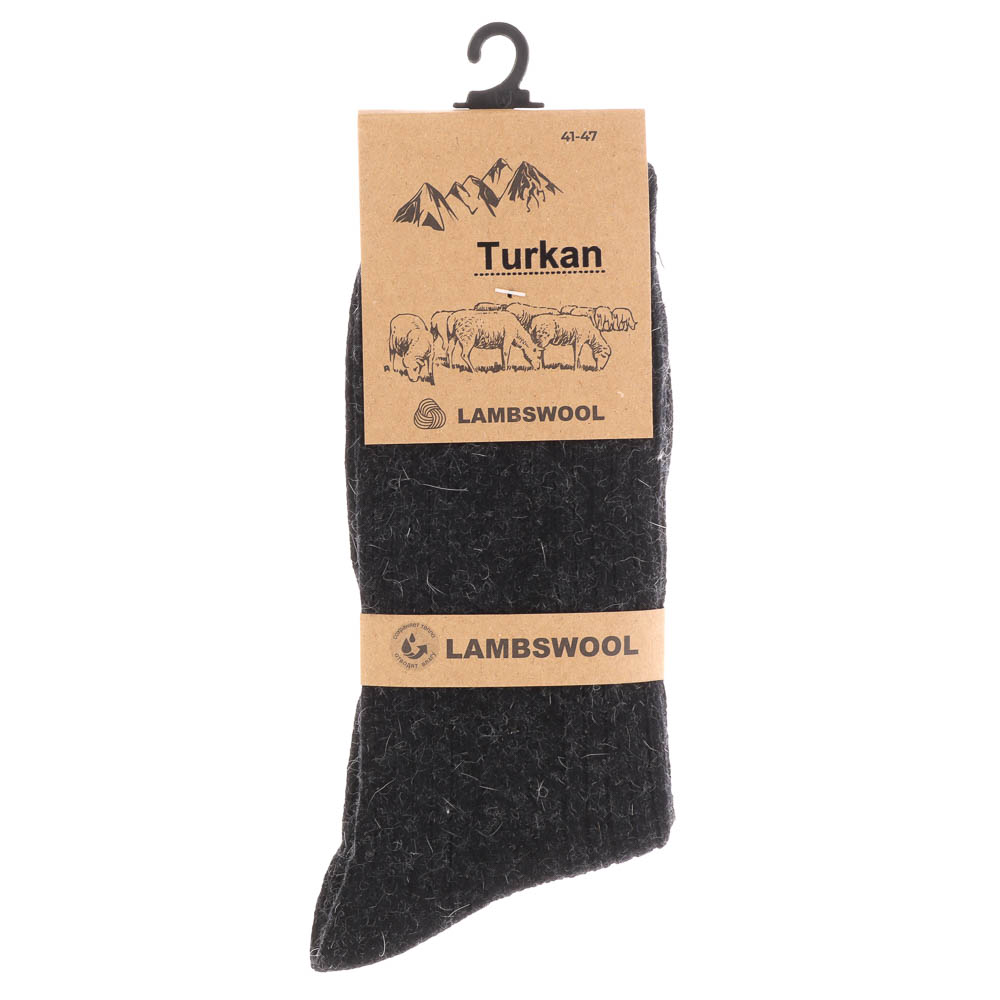 Носки мужские, тм TURKAN, размер 41-47, 50%кашемир, 35%шерсть,10%п/а,5%спандекс,цвета в асс-те,HN976, арт.№ 019-677