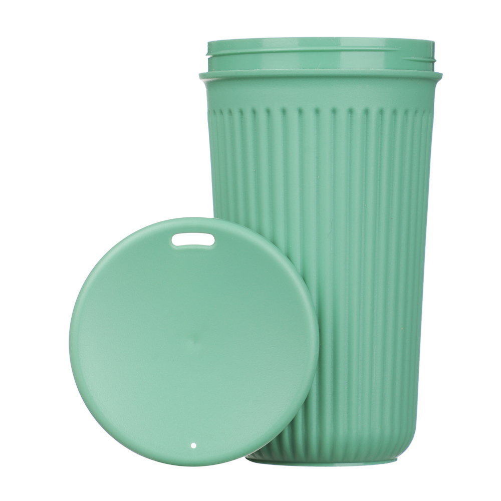 Стакан пластиковый с закручивающейся крышкой 400мл, пластик, 2 цвета, арт.№ 861-501