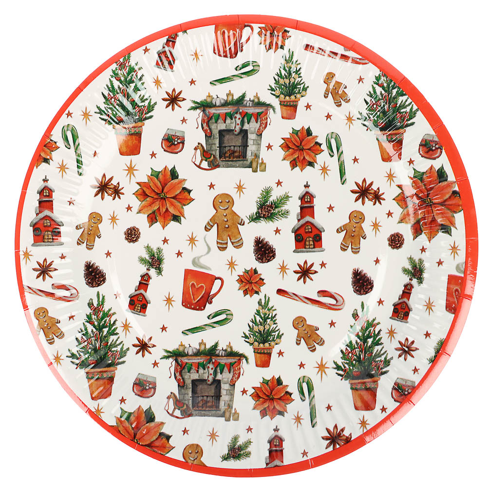 Набор бумажных тарелок Новогоднее настроение, 6 шт d=230 мм, арт.№ 530-432