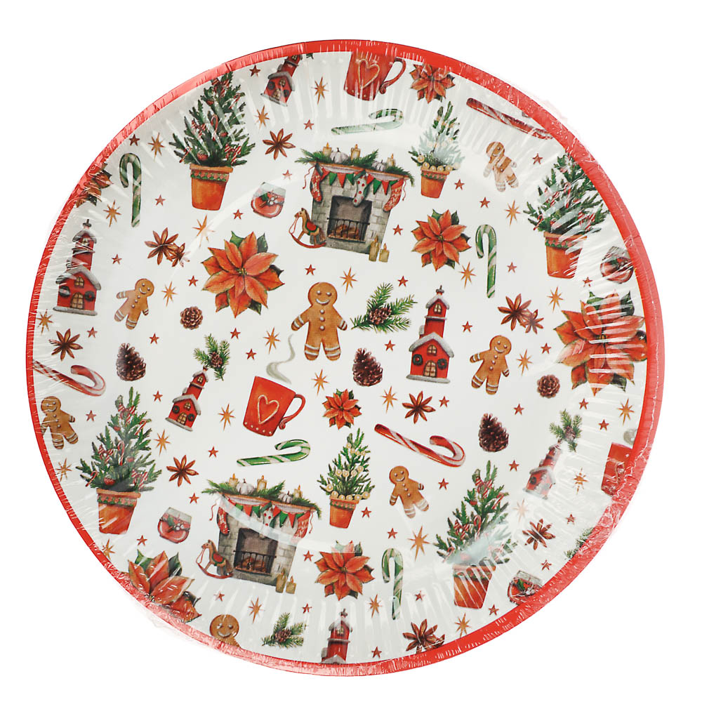 Набор бумажных тарелок Новогоднее настроение, 6 шт d=230 мм, арт.№ 530-432