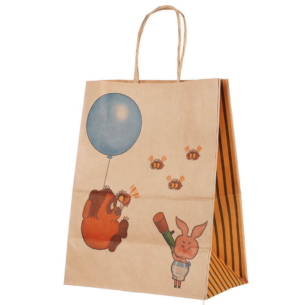 Пакет подарочный с кручеными ручками L 24х14х30см, "Винни-Пух. Пожуж-ж-жим", в ассортименте, арт.№ 507-492