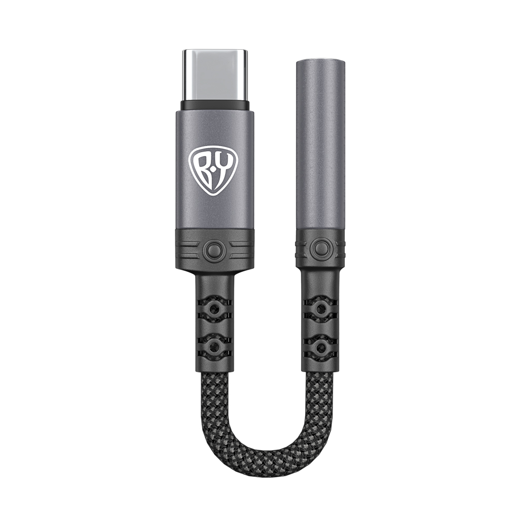 Переходник SoundCore Type-С-AUX (F) 3.5мм mini jack 4pin BY, 0,12 м, позолоченный, нейлон, черный, арт.№ 931-638