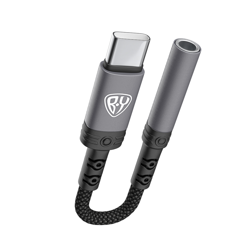 Переходник SoundCore Type-С-AUX (F) 3.5мм mini jack 4pin BY, 0,12 м, позолоченный, нейлон, черный, арт.№ 931-638