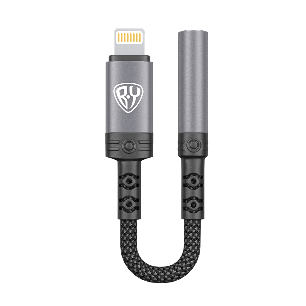 Переходник SoundCore iP-AUX (F) 3.5мм mini jack 4pin BY, 0,12 м, позолоченный, нейлон, черный, арт.№ 931-639