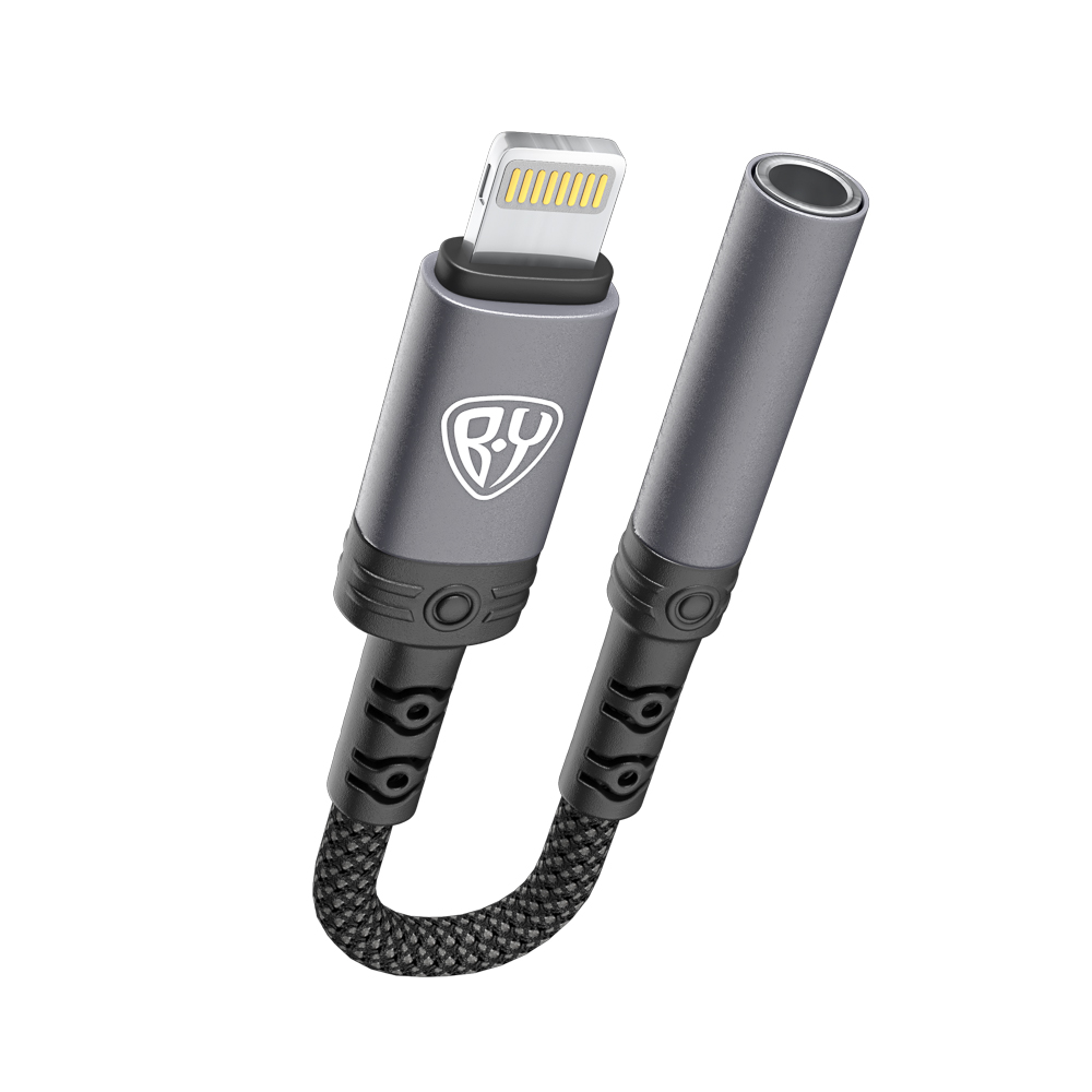 Переходник SoundCore iP-AUX (F) 3.5мм mini jack 4pin BY, 0,12 м, позолоченный, нейлон, черный, арт.№ 931-639