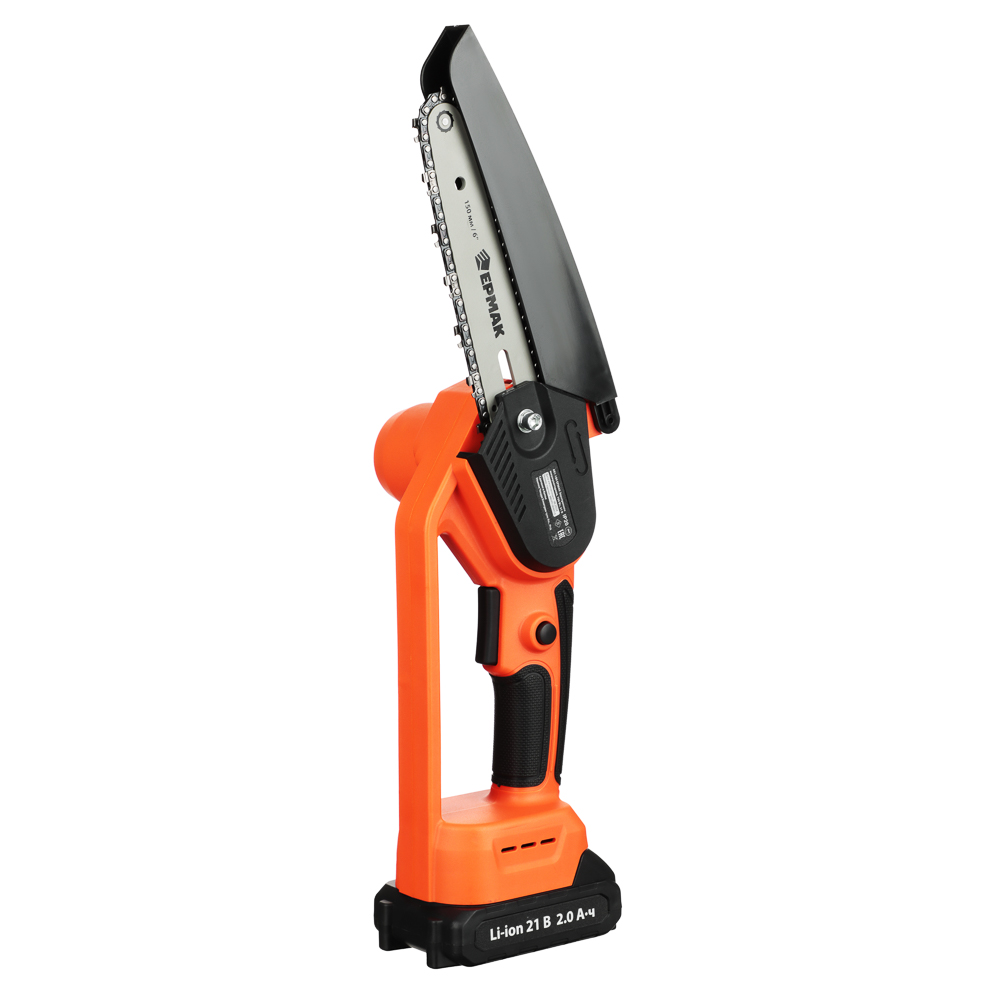 ЕРМАК Электропила аккумуляторная, 1АКБ, шина 150мм, бесщеточная, пластик.кейс, 2.0А*ч Li-ion, арт.№ 691-188