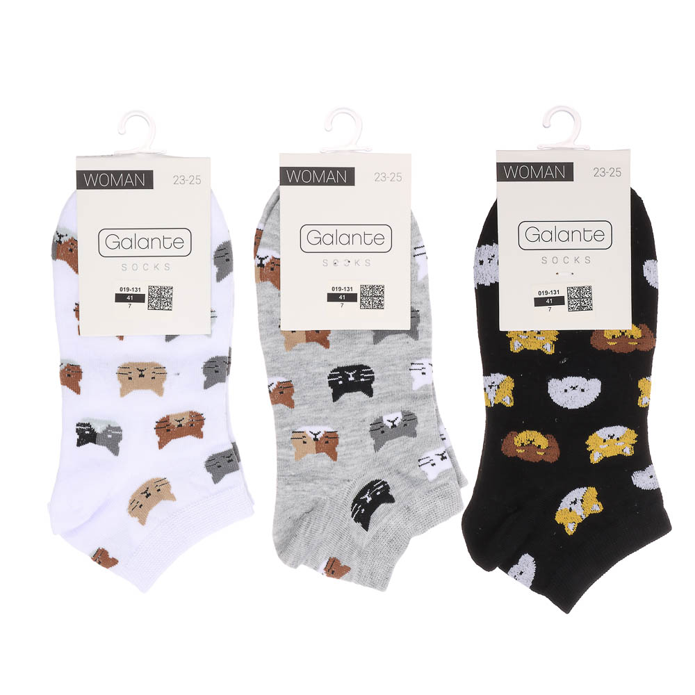 GALANTE Носки женские, р.23-25, 85% хлопок, 10% полиэстер, 5% спандекс, разноцветные, НН22-13, арт.№ 019-131